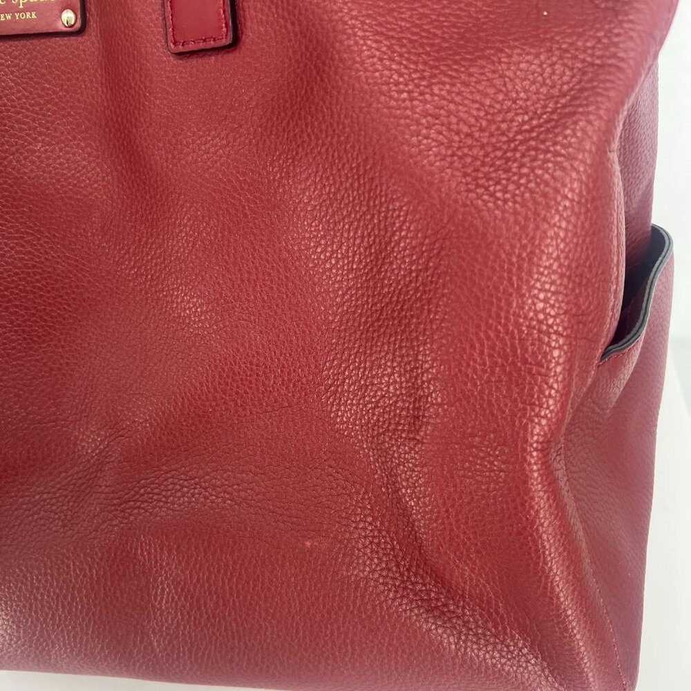 Kate Spade Filipa Pebbled Leather Duffle Overnight Weekend Bag Burgundy - Picture 6 of 17